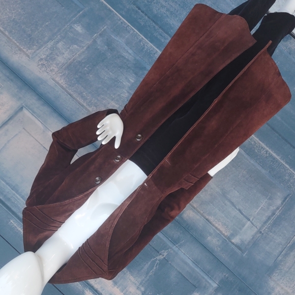 Argentinian Ladies Genuine Suede Leather Full Length Coat (Quilted Lining) - Picture 7 of 17